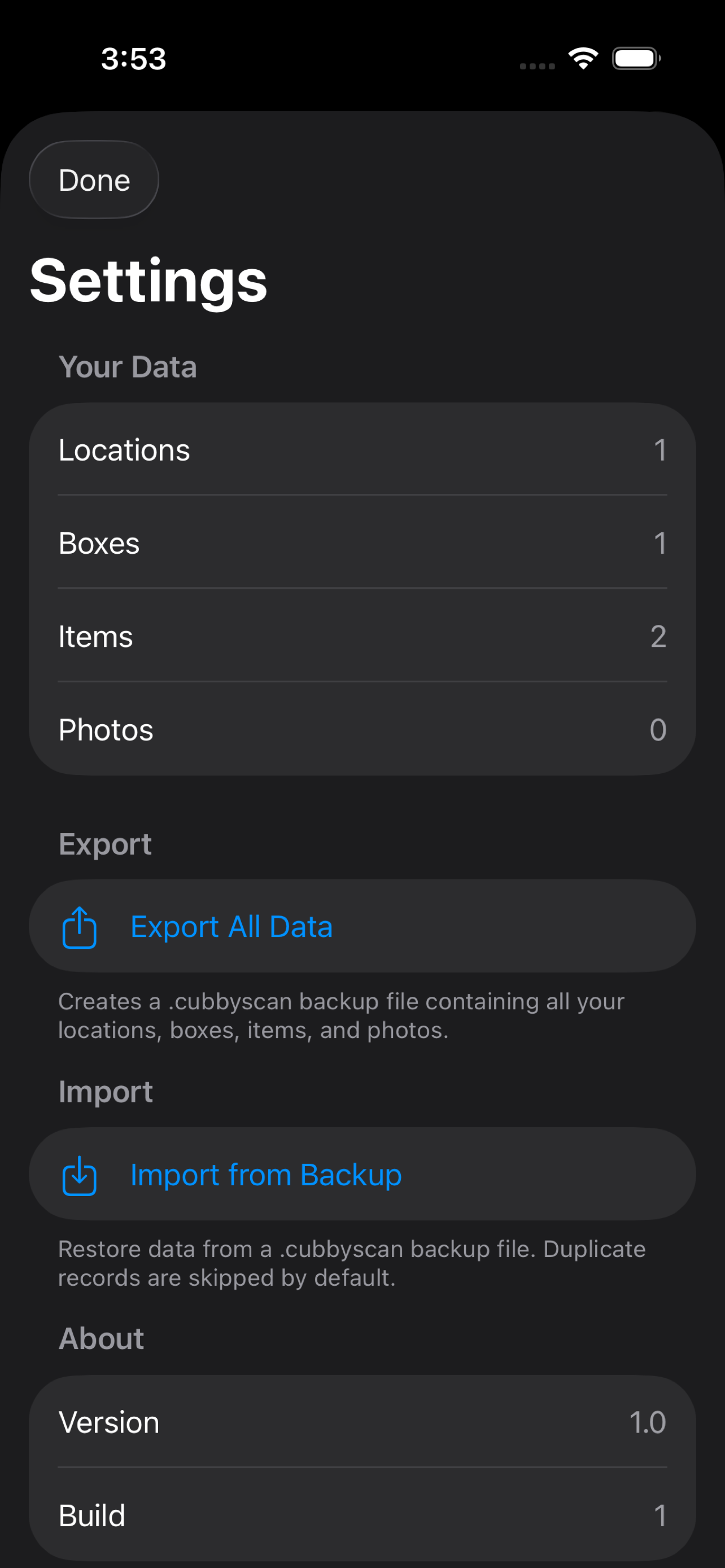Export and import view